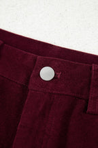 Solid Corduroy High Waist Wide Leg Pants
