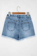 Western Embroidered Studded Denim Shorts