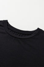 Plus Size Solid Rolled Short Sleeve T-Shirt