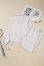 Solid V-Neck Pullover and Drawstring Sweatpants Set