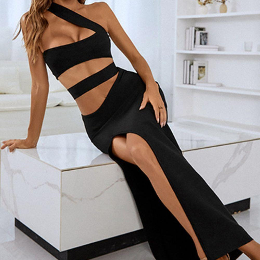Women's Dresses One-Shoulder Cutout Front Split Maxi Dress