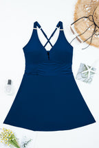 Crossed Straps One Piece Swim Dress