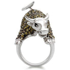 Western Bull Statement Ring, Crystal Rhinestone Embellished - VacationGrabs