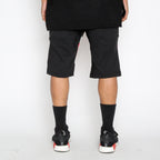 Red Stripe Moto Shorts with Contrast Zipper Detail
