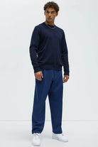 Mens Navy Blue Crewneck Sweater - VacationGrabs