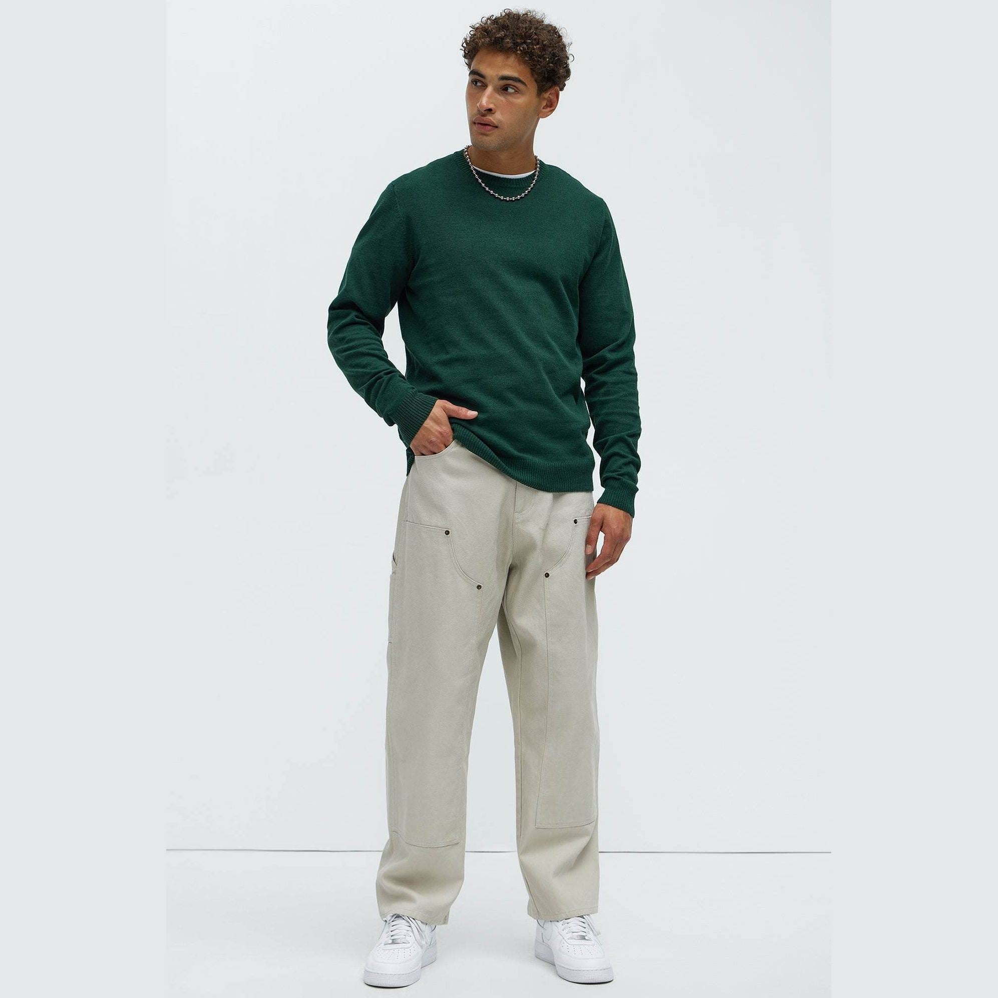 Mens Green Crewneck Sweater - VacationGrabs