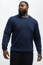 Mens Navy Blue Crewneck Sweater - VacationGrabs