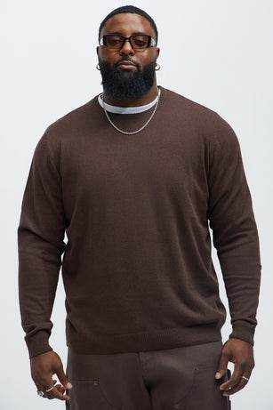 Mens Brown Crewneck Sweater - VacationGrabs