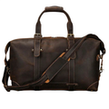 100% Genuine Crazy Horse Leather Travel Duffel Bag Rivet