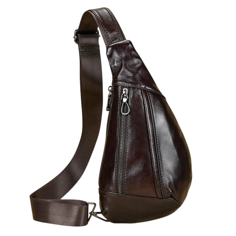Sac bandoulière en cuir véritable à 100 % pour homme Noir