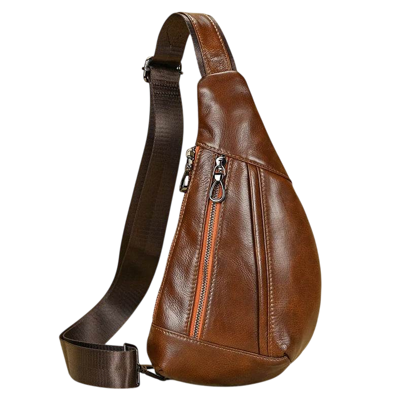 Sac bandoulière en cuir véritable à 100 % pour homme Noir