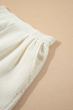 Contrast Ricrac Hem Waffle Textured Shorts