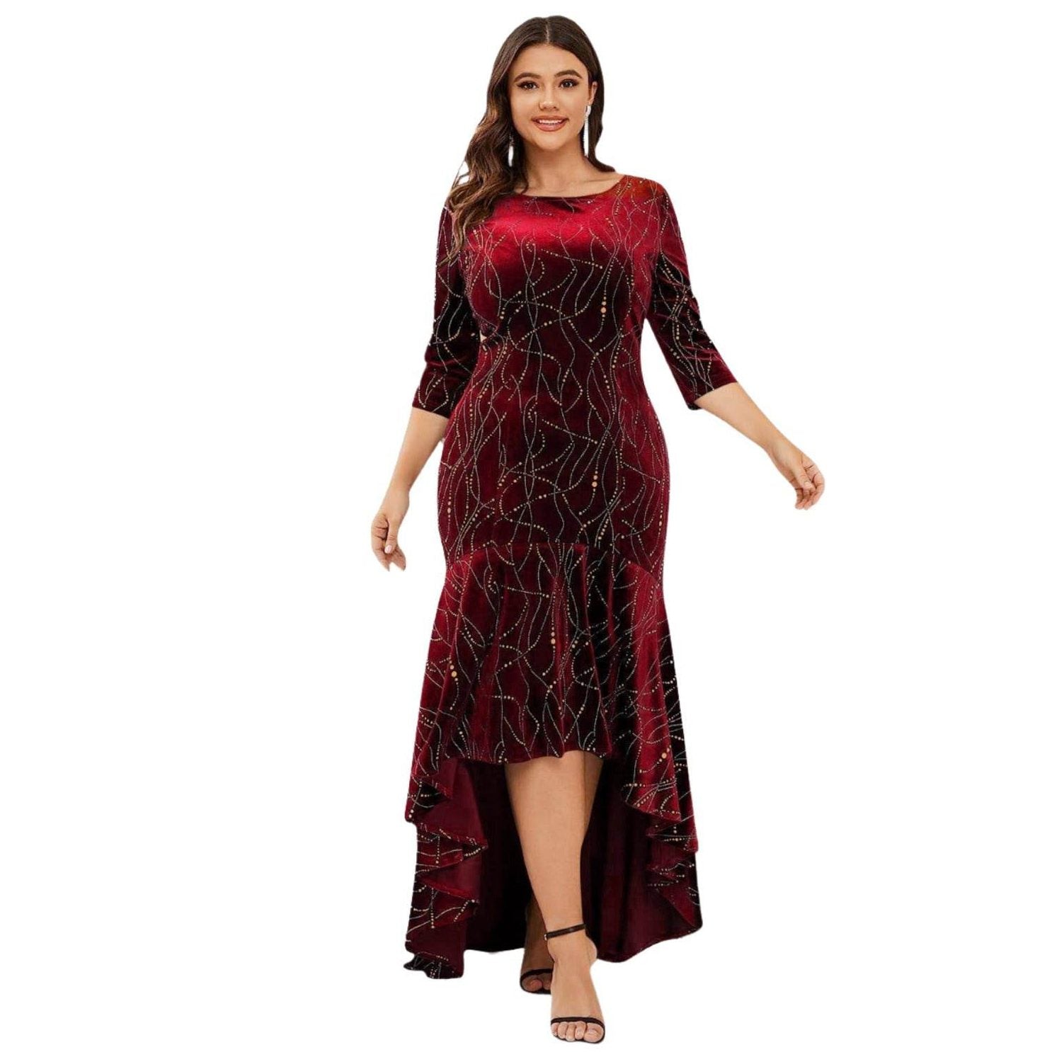 Plus Size Ruffle Hem High-Low Dress - VacationGrabs