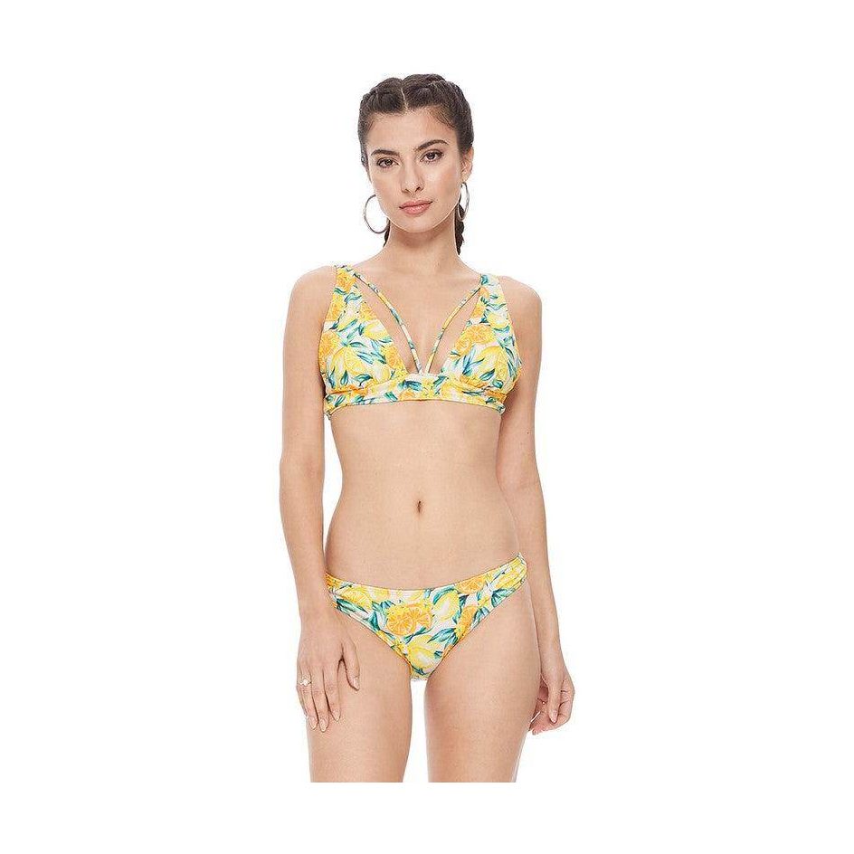 Textured Lemon Print Bikini Set - VacationGrabs