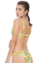 Textured Lemon Print Bikini Set - VacationGrabs