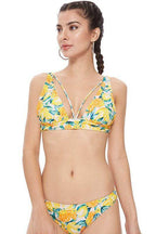 Textured Lemon Print Bikini Set - VacationGrabs