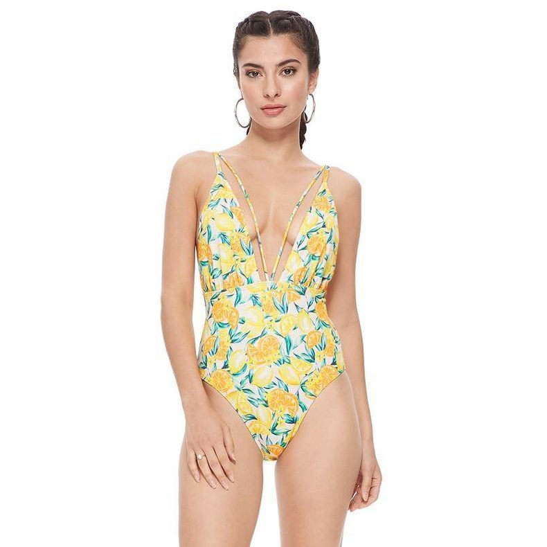 Textured Lemon Mesh One Piece - VacationGrabs