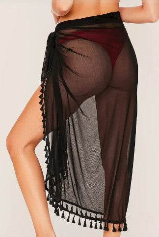 Solid Sarong With Tassels - VacationGrabs