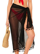 Solid Sarong With Tassels - VacationGrabs
