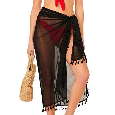 Solid Sarong With Tassels - VacationGrabs