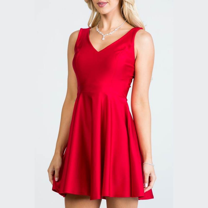 Sleeveless Dalia Fit and Flared Tricot Dress - VacationGrabs