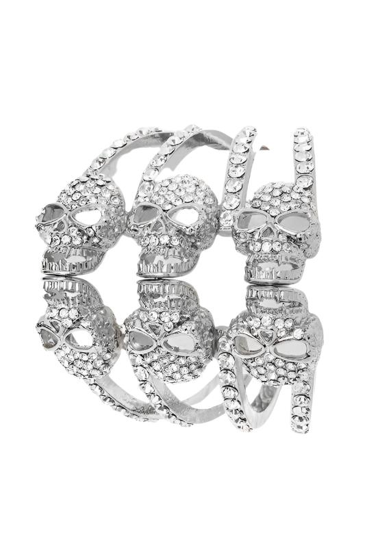 Women's Jewelry - BraceletsCrystal Skull Hinge Bangle - VacationGrabs