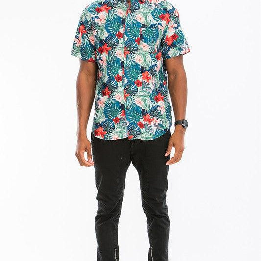 Men's Shirts Mens Print Hawaiian Button Down Shirt WS7011