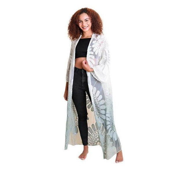 Ombre Bohemian Lace Kimono - VacationGrabs