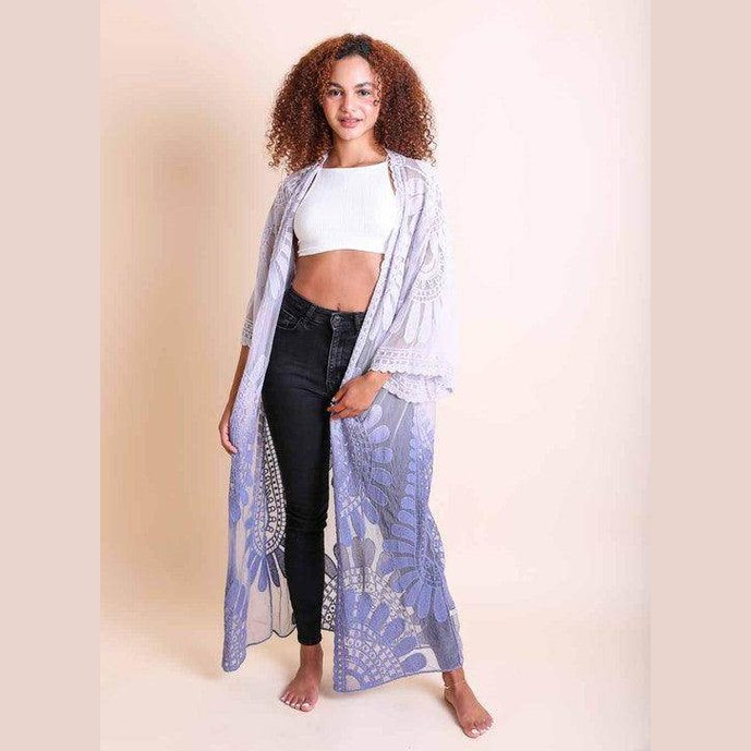 Ombre Bohemian Lace Kimono - VacationGrabs