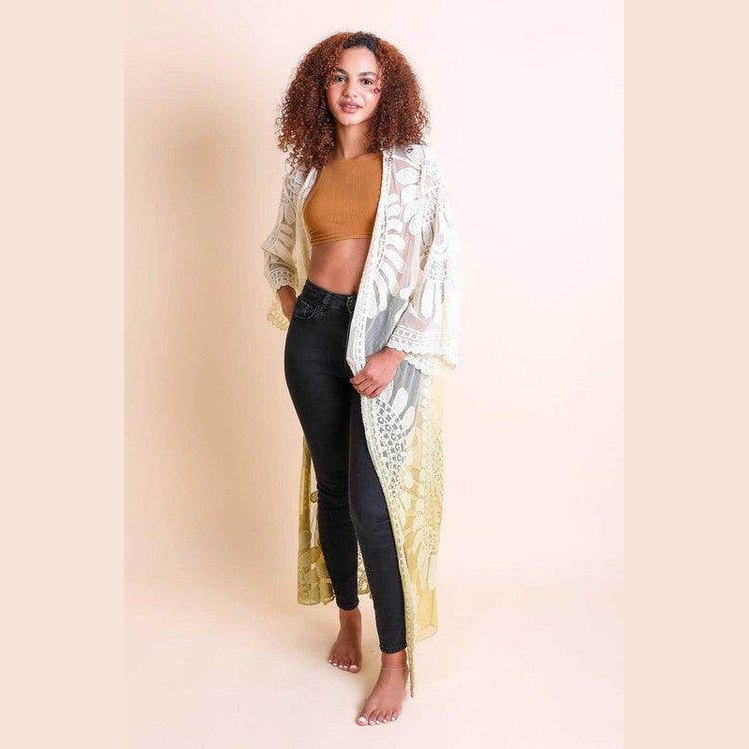 Ombre Bohemian Lace Kimono - VacationGrabs