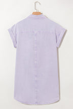 Denim Short Sleeve Double Chest Pocket Shirt Dress