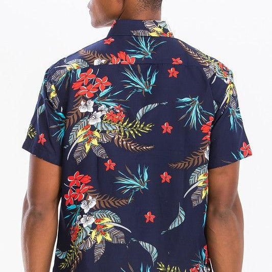 Men's Shirts Mens Multi Floral HAWAIIAN BUTTON DOWN SHIRT