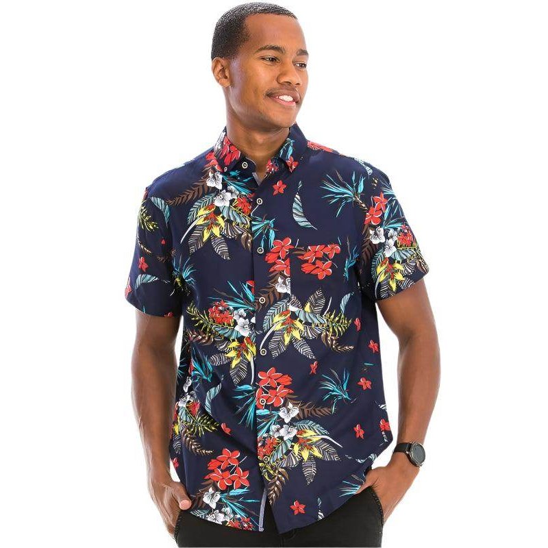 Mens Multi Floral Hawaiian Shirts Button Front - VacationGrabs