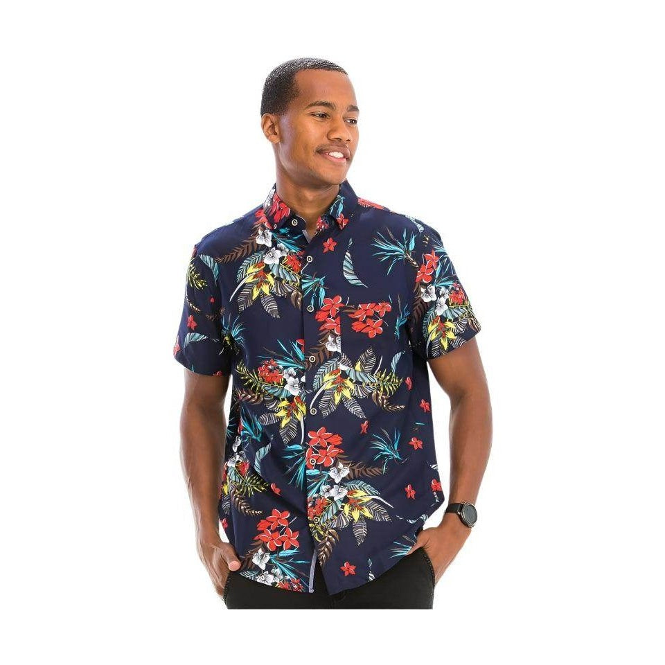Mens Multi Floral Hawaiian Shirts Button Front - VacationGrabs