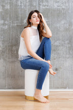 Mid Rise Destructed Ankle Skinny Jeans