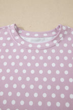 Polka Dot Relaxed Top & Drawning Shorts Set