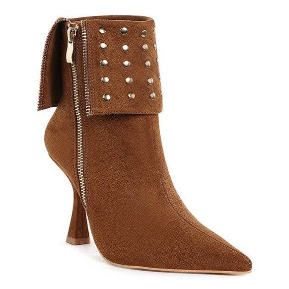Piccini Stud Embellished Foldover Boots - VacationGrabs