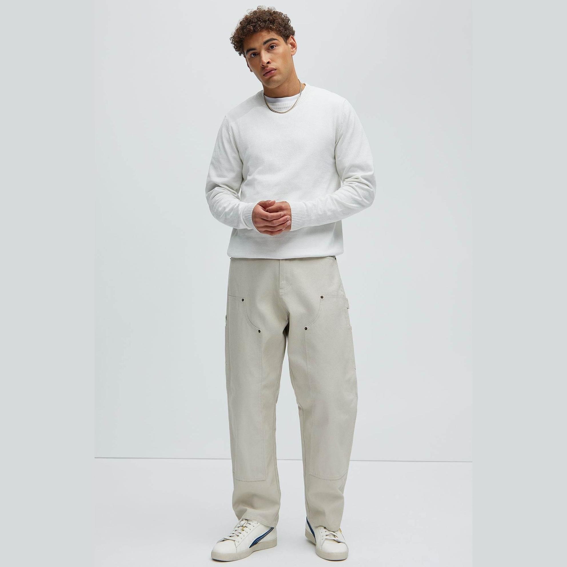 Mens Off White Crewneck Sweater - VacationGrabs