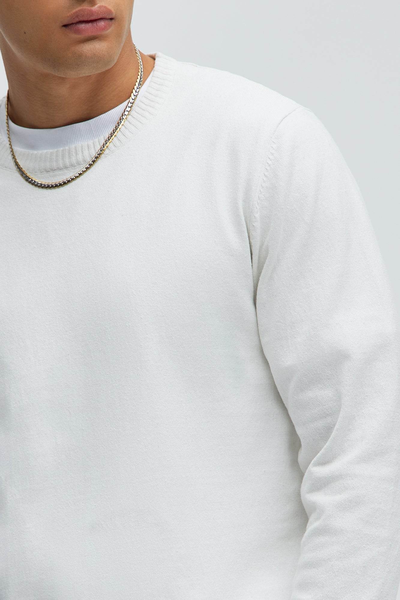 Mens Off White Crewneck Sweater - VacationGrabs