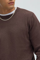 Mens Brown Crewneck Sweater - VacationGrabs