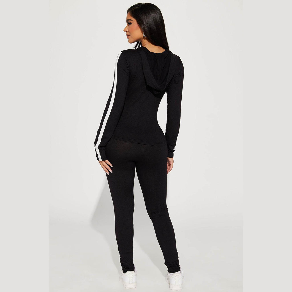 Womens 2 Piece Yoga Track Set in Black - VacationGrabs