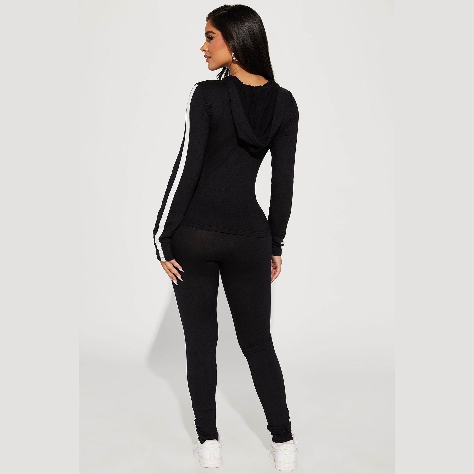 Womens 2 Piece Yoga Track Set in Black - VacationGrabs