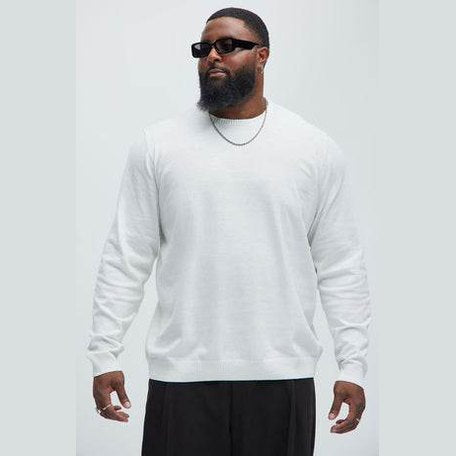 Mens Off White Crewneck Sweater - VacationGrabs