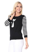 Cat Jacquard Cotton Sweater Top - VacationGrabs