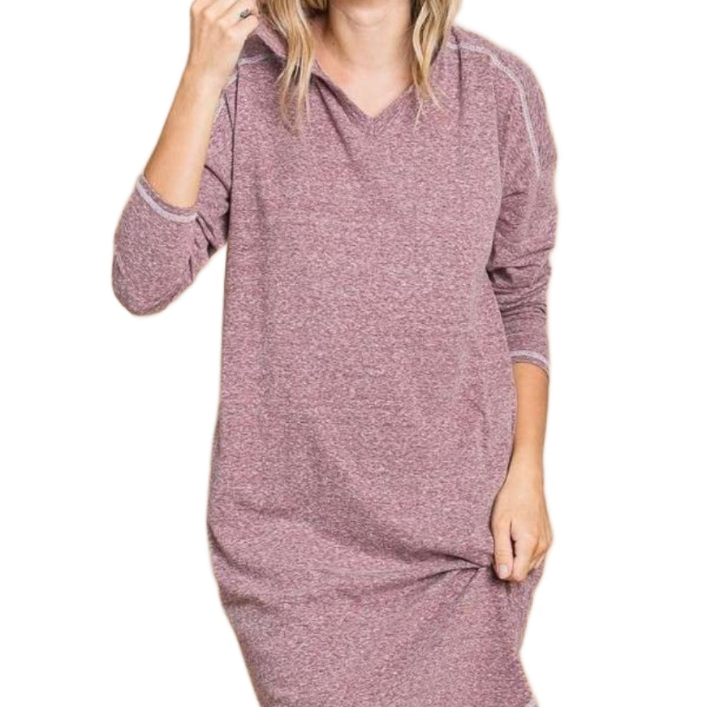 Women's Dresses Culture Code Full Size Hooded Long Sleeve Sweater Dress