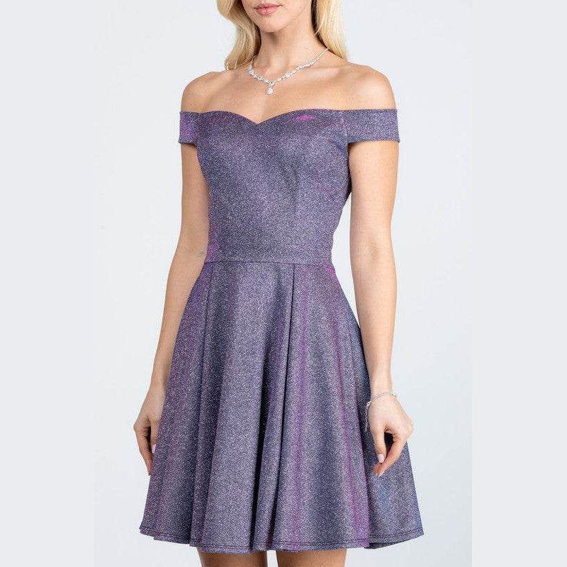 Off The Shoulder Skater Dress Jaquard - VacationGrabs