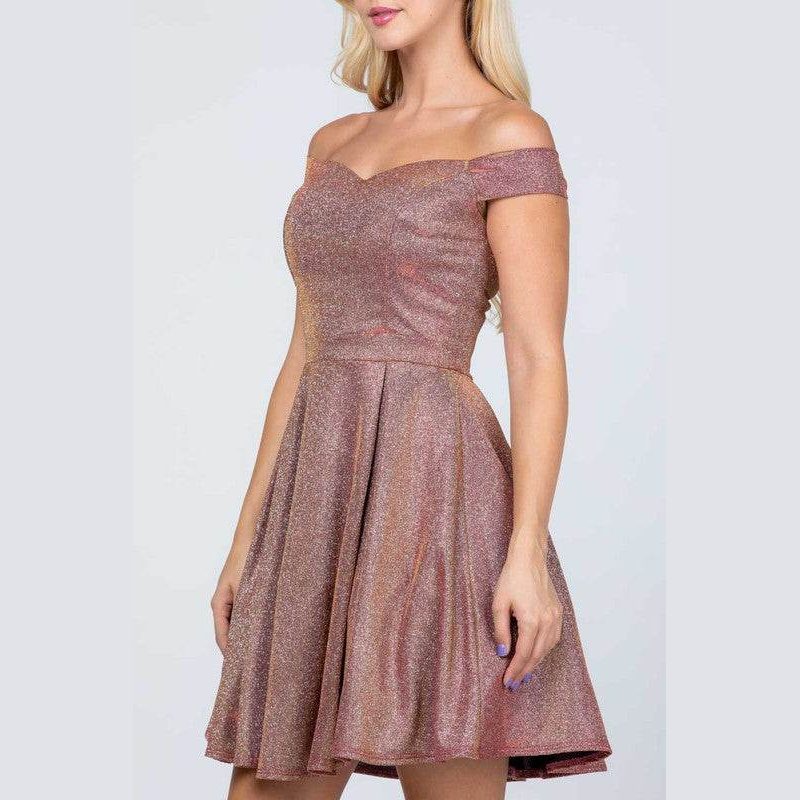 Off The Shoulder Skater Dress Jaquard - VacationGrabs