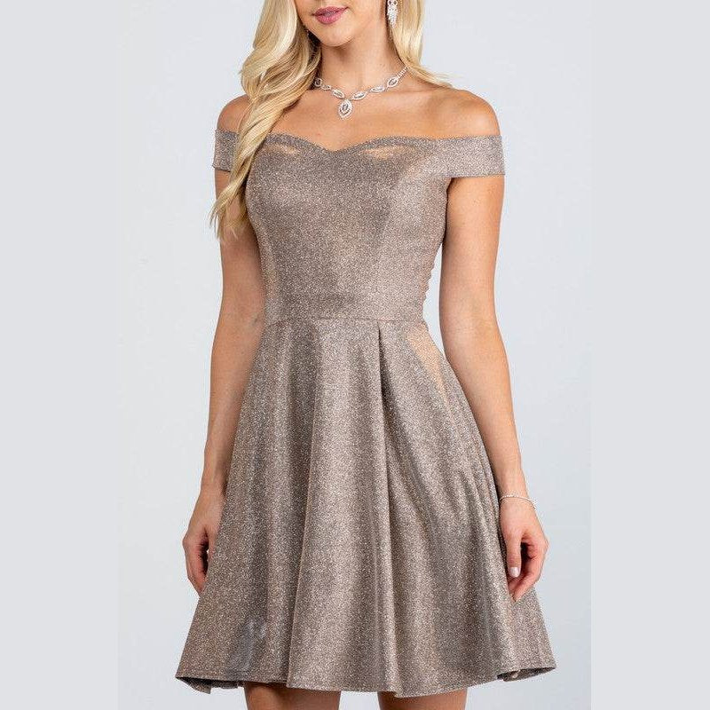 Off The Shoulder Skater Dress Jaquard - VacationGrabs