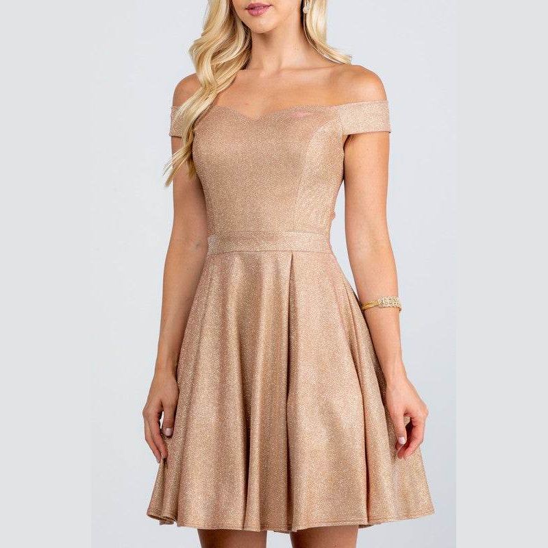 Off The Shoulder Skater Dress Jaquard - VacationGrabs