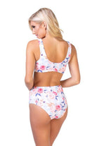 Women's Swimwear - 2PC Floral Print And Striped Pattern Bikini